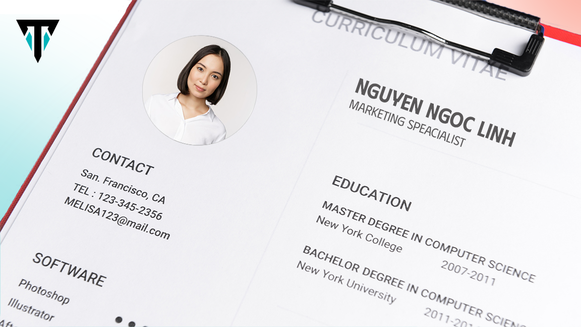 Hình ảnh CV cùng các thông tin cá nhân rõ ràng và chuyên nghiệp